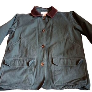 R&R Green Chore Jackets women's Small/Youth Lg Brown Corduroy Collar Barn Coat